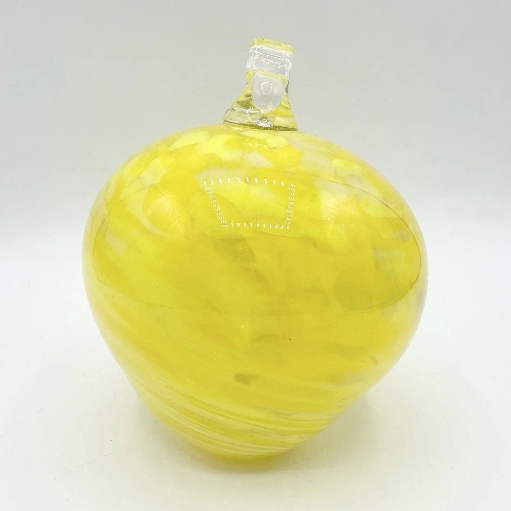 Hand Blown Yellow Art Glass Orb Boise ID USA Part Of Bird Feeder?